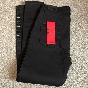 Hugo Boss Lou Skinny High Ride Black Jeans Metallic Studs 29x32 NWT